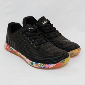 Women's No Bull Impact Daisy Black Floral Trainer Shoes Size 9.5